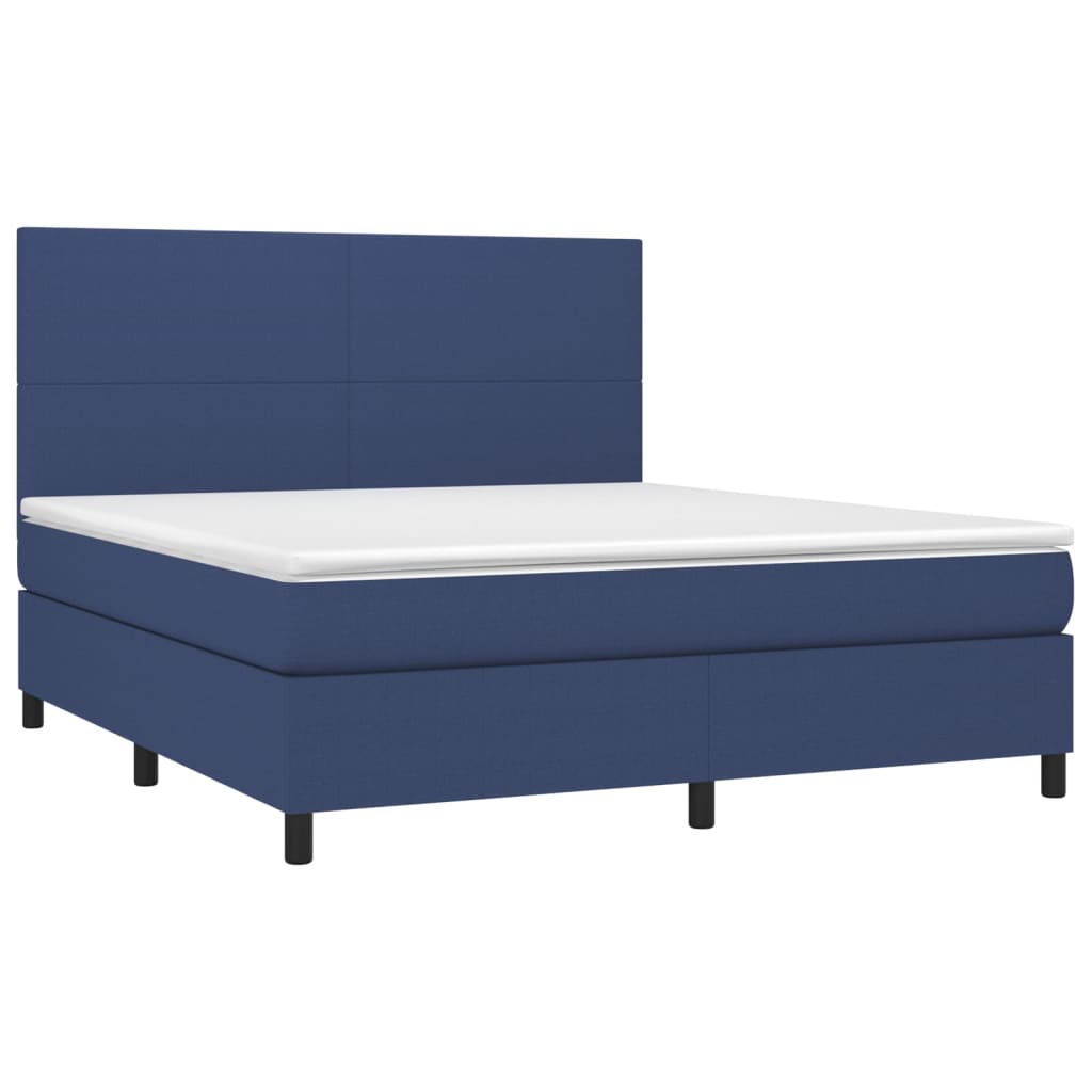 Letto a Molle con Materasso e LED Blu 180x200 cm in Tessuto - homemem39