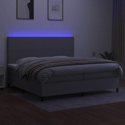 Letto a Molle Materasso e LED Grigio Chiaro 200x200 cm Tessuto