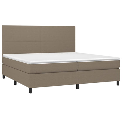 Letto a Molle Materasso e LED tortora 200x200cm in Tessuto | homemem39