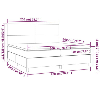 Letto a Molle Materasso e LED tortora 200x200cm in Tessuto | homemem39