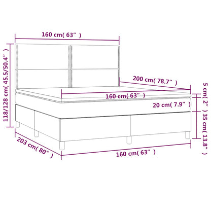 Letto a Molle con Materasso e LED Nero 160x200 cm in Tessuto | homemem39