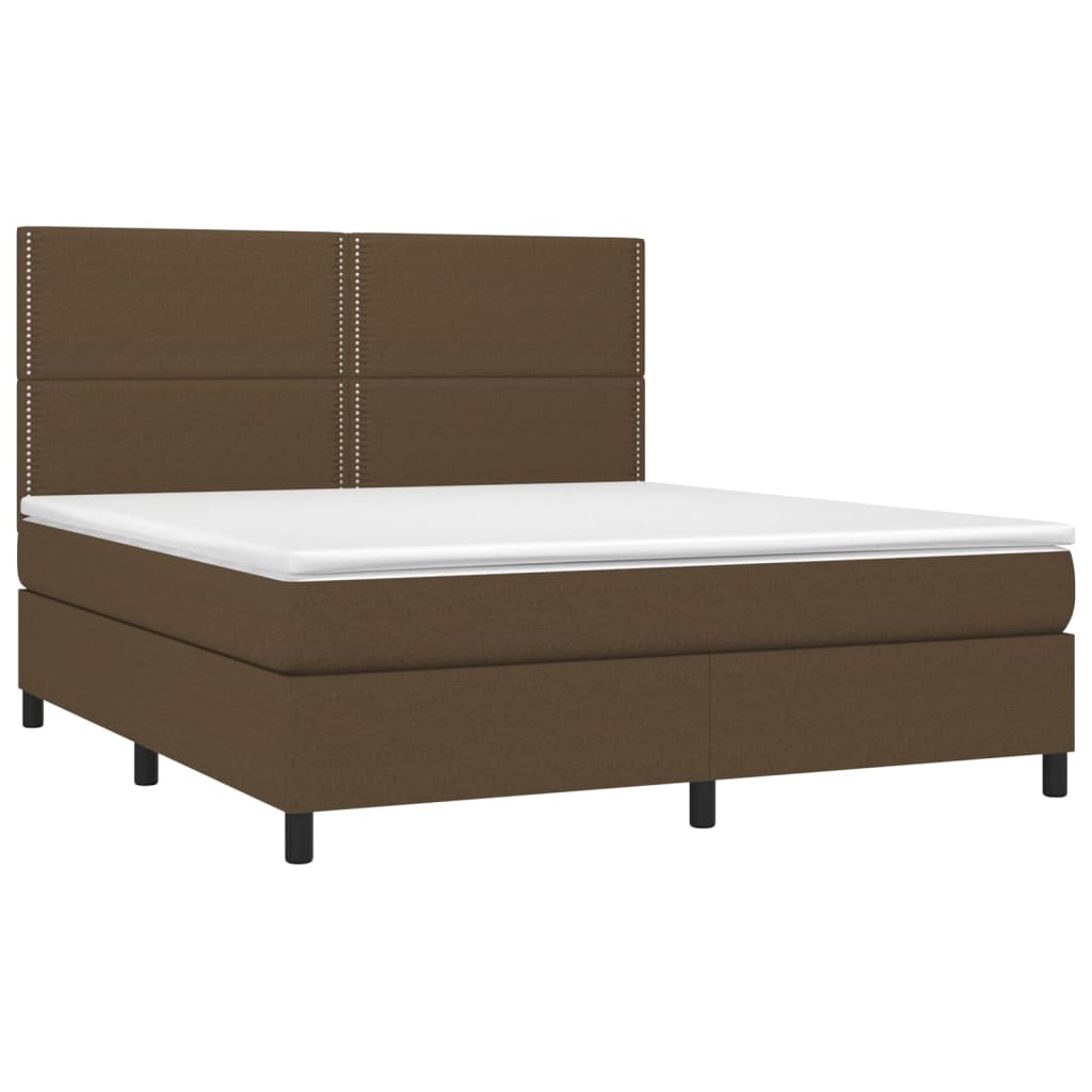 Letto a Molle Materasso e LED MarroneScuro 180x200cm in Tessuto | homemem39
