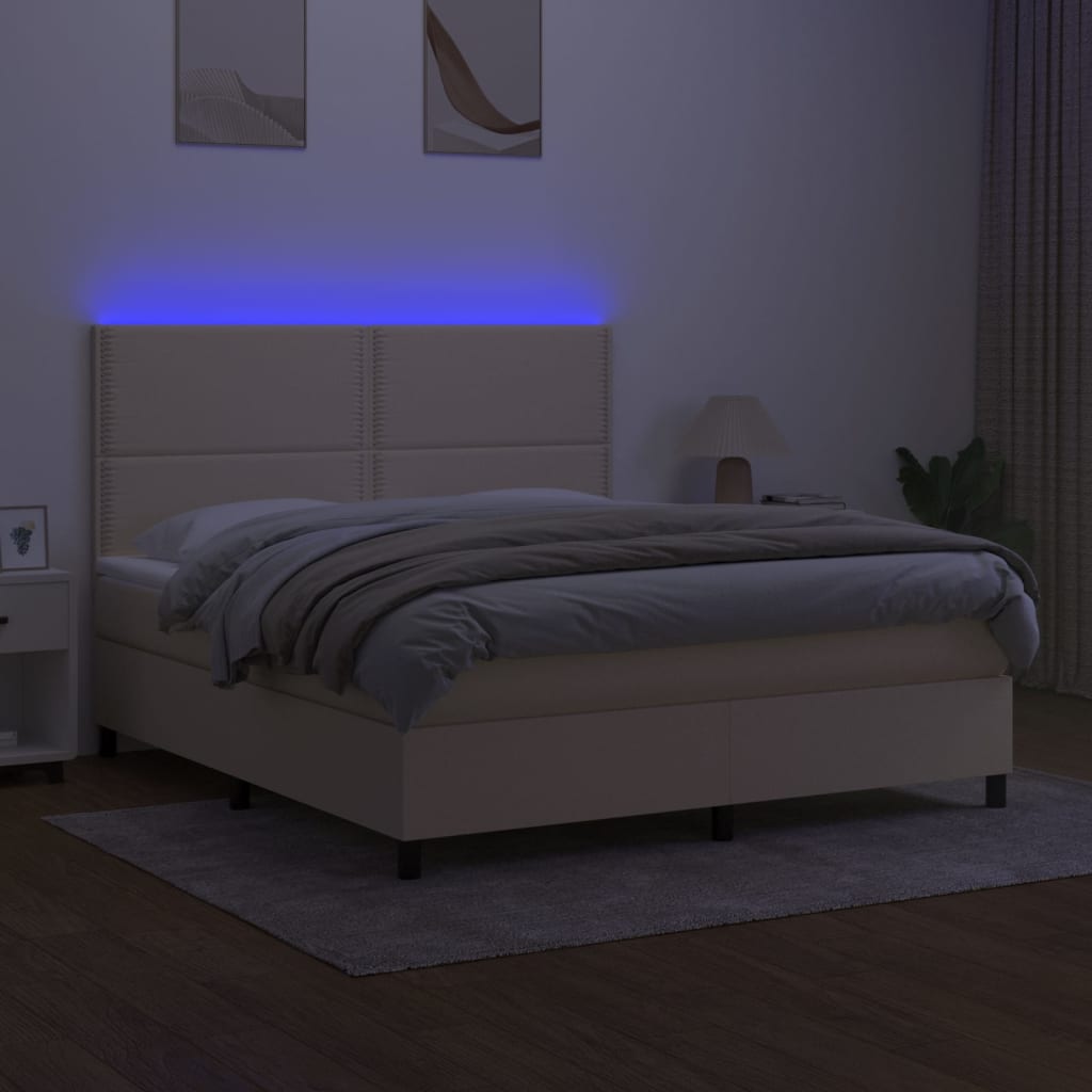 Federbett mit Matratze und LED Creme 180x200 cm aus Stoff