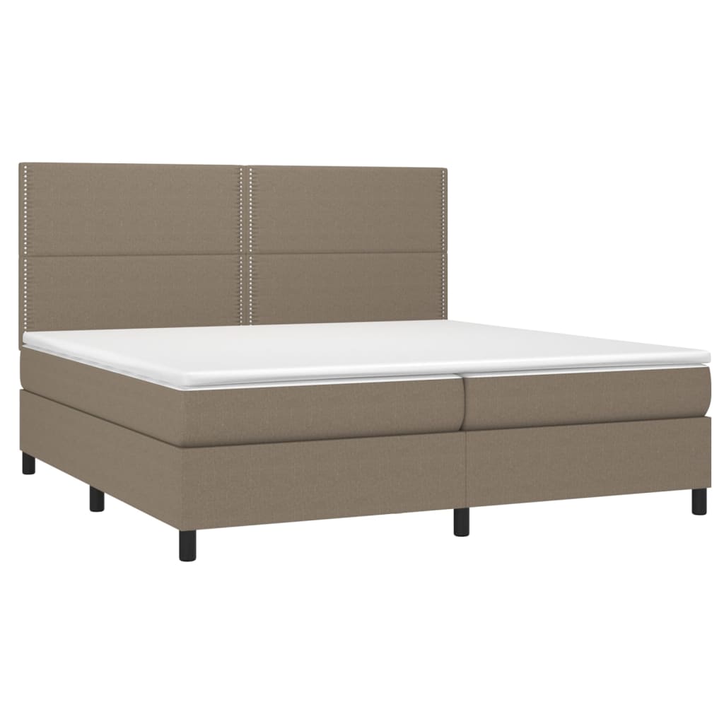 Letto a Molle Materasso e LED tortora 200x200cm in Tessuto - homemem39