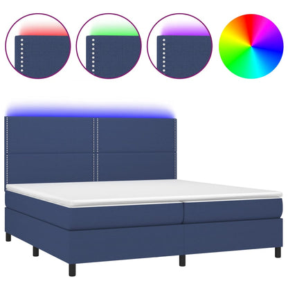 Letto a Molle Materasso e LED Blu 200x200cm in Tessuto - homemem39
