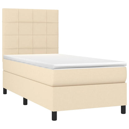 Letto a Molle con Materasso e LED Crema 80x200 cm in Tessuto - homemem39