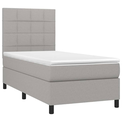 Letto a Molle Materasso e LED Grigio Chiaro 100x200 cm Tessuto - homemem39