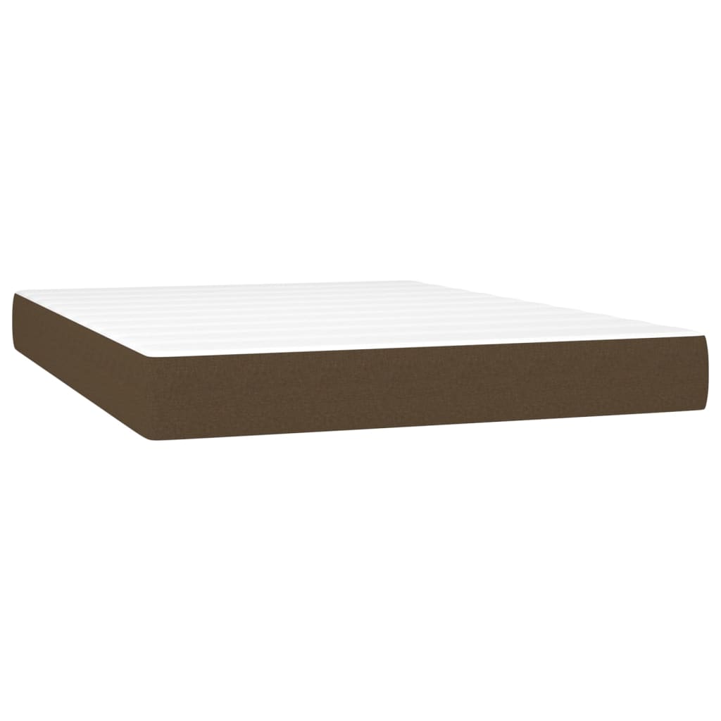 Letto a Molle Materasso e LED MarroneScuro 140x190cm in Tessuto | homemem39