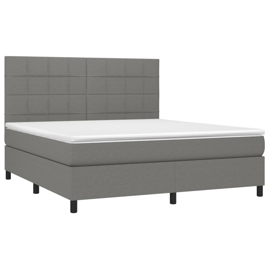 Letto a Molle Materasso e LED Grigio Scuro 180x200cm in Tessuto - homemem39