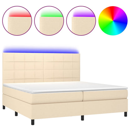 Letto a Molle Materasso e LED bianco 200x200cm in Tessuto - homemem39