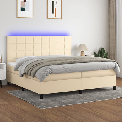 Letto a Molle Materasso e LED bianco 200x200cm in Tessuto - homemem39