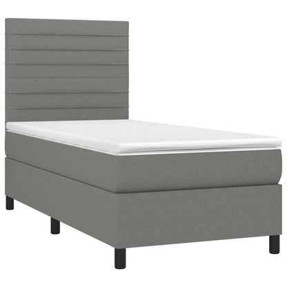 Letto a Molle Materasso e LED Grigio Scuro 80x200 cm in Tessuto - homemem39