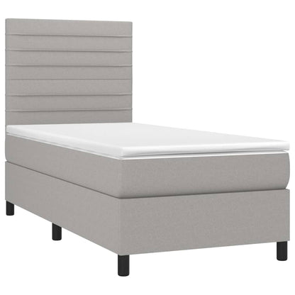 Letto a Molle Materasso e LED Grigio Chiaro 90x200 cm Tessuto - homemem39