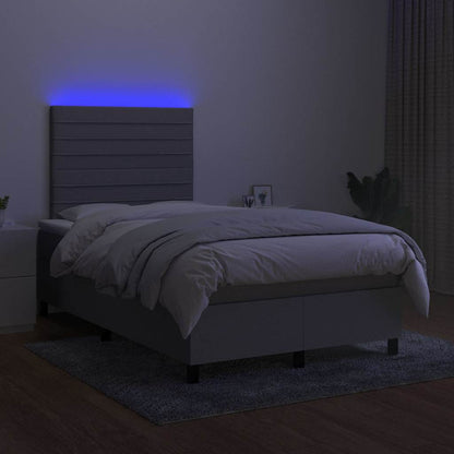 Letto a Molle Materasso e LED Grigio Chiaro 120x200 cm Tessuto