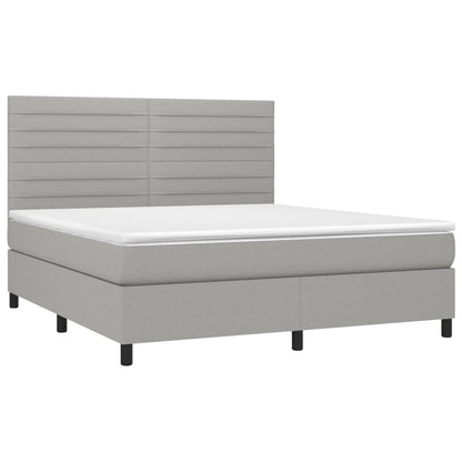 Letto a Molle Materasso e LED Grigio Chiaro 160x200 cm Tessuto - homemem39
