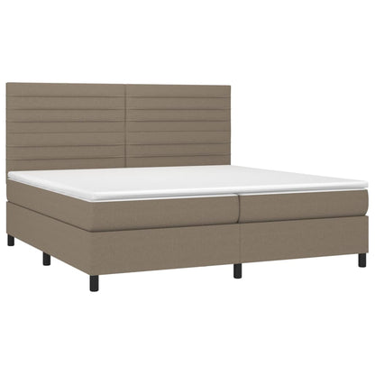 Letto a Molle Materasso e LED tortora 200x200cm in Tessuto - homemem39