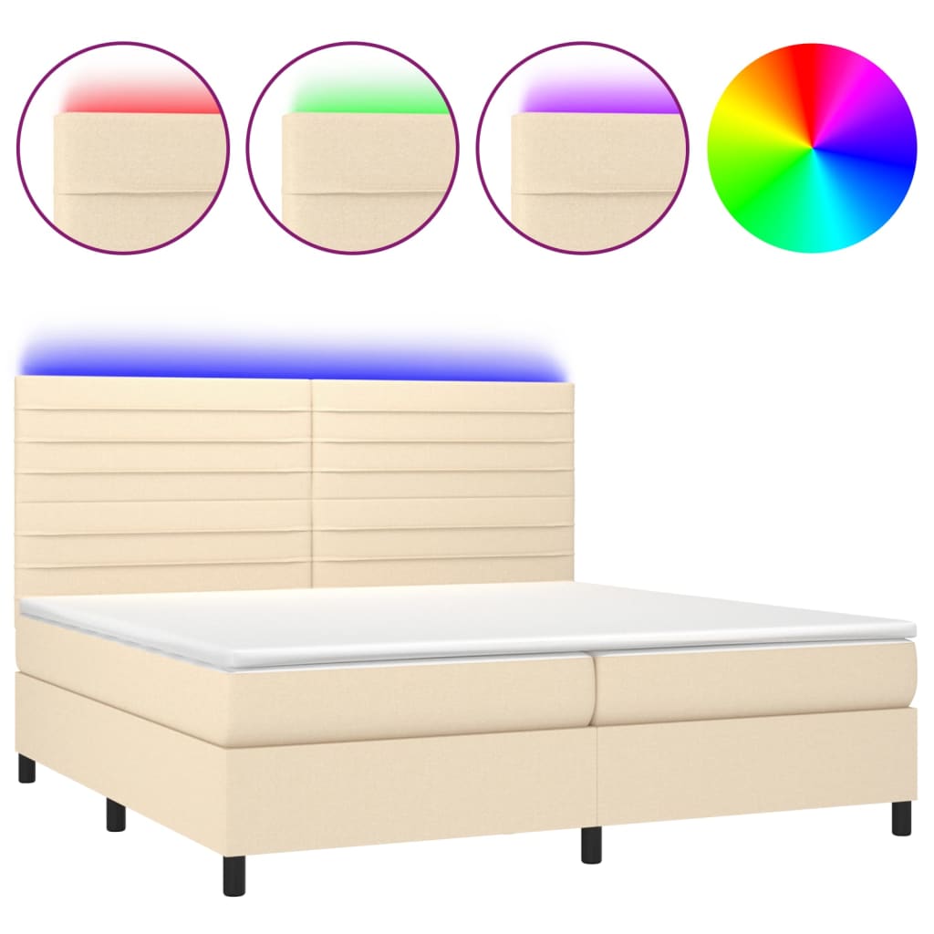 Letto a Molle Materasso e LED bianco 200x200cm in Tessuto - homemem39