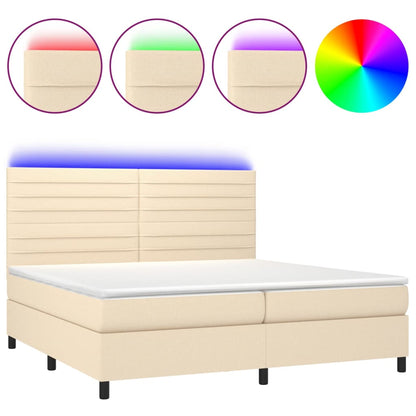 Letto a Molle Materasso e LED bianco 200x200cm in Tessuto - homemem39