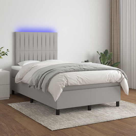 Letto a Molle Materasso e LED Grigio Chiaro 120x200 cm Tessuto - homemem39