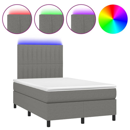 Letto a Molle Materasso e LED Grigio Scuro 120x200cm in Tessuto - homemem39