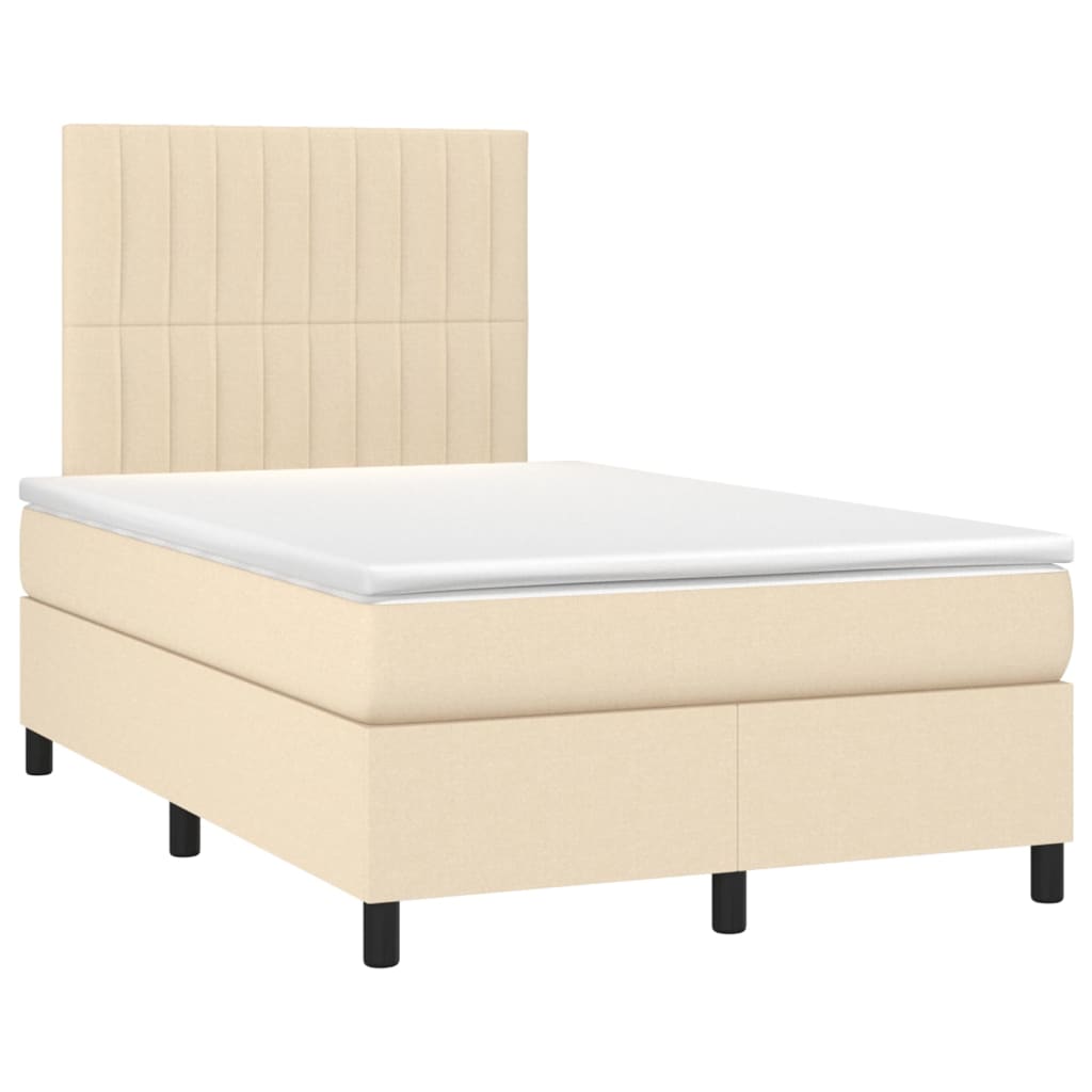 Letto a Molle con Materasso e LED Crema 120x200cm in Tessuto - homemem39