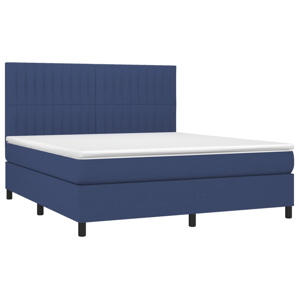 Letto a Molle con Materasso e LED Blu 160x200 cm in Tessuto - homemem39