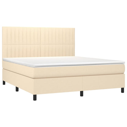 Letto a Molle con Materasso e LED Crema 180x200 cm in Tessuto