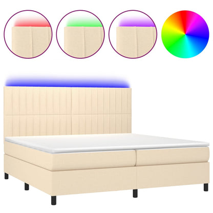Letto a Molle Materasso e LED bianco 200x200cm in Tessuto - homemem39