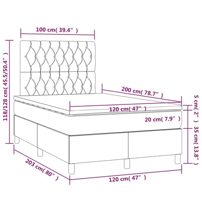 Letto a Molle con Materasso e LED Crema 120x200cm in Tessuto