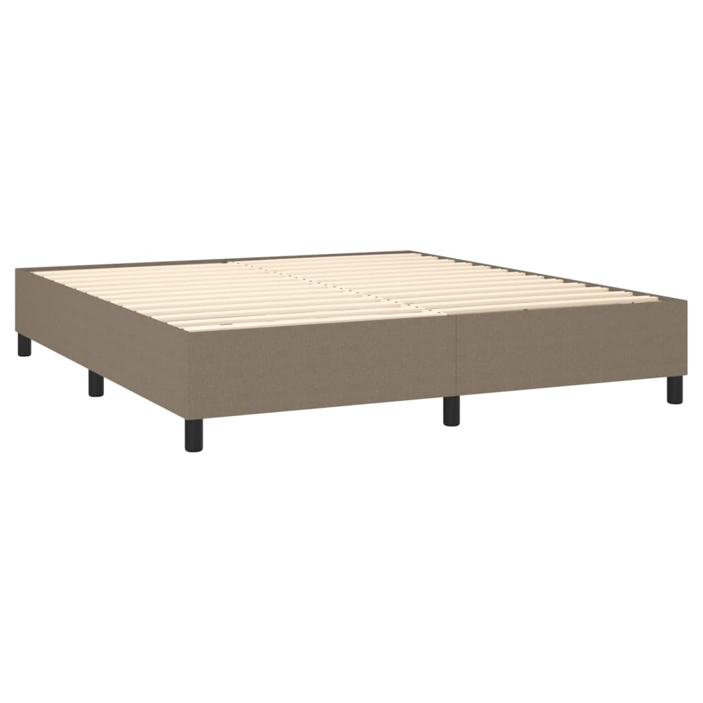 Letto a Molle con Materasso e LED Tortora 160x200 cm in Tessuto | homemem39