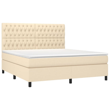 Letto a Molle con Materasso e LED Crema 180x200 cm in Tessuto | homemem39