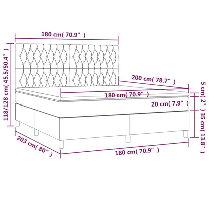 Letto a Molle con Materasso e LED Crema 180x200 cm in Tessuto | homemem39
