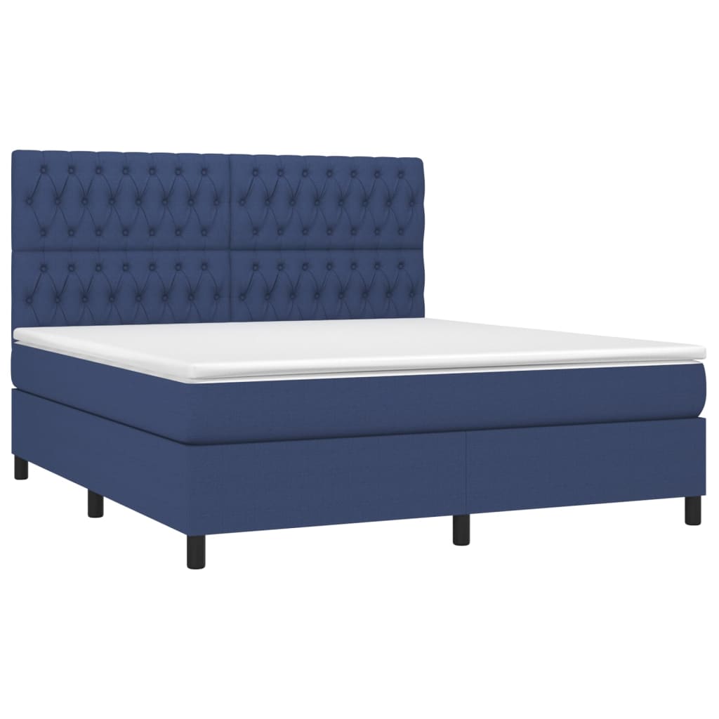 Letto a Molle con Materasso e LED Blu 180x200 cm in Tessuto - homemem39