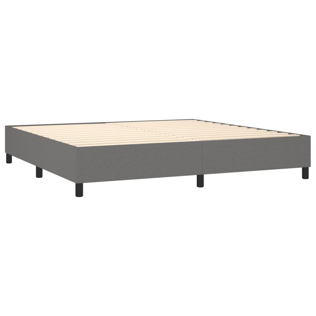 Letto a Molle Materasso e LED Grigio Scuro 200x200cm in Tessuto - homemem39