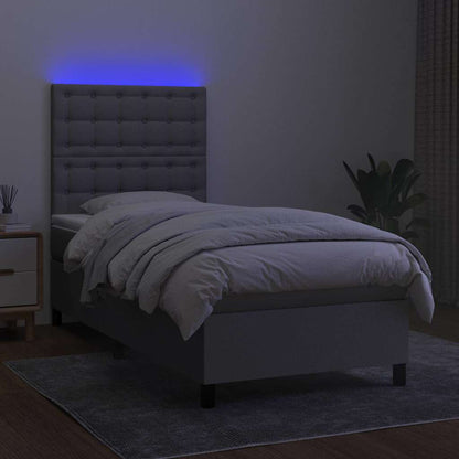 Letto a Molle Materasso e LED Grigio Chiaro 80x200 cm Tessuto