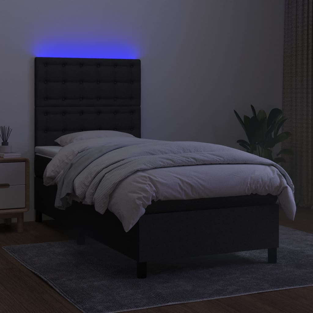 Federbett mit Matratze und schwarzer LED 80x200 cm aus Stoff