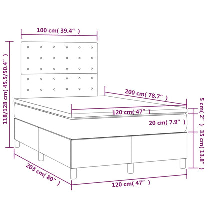 Letto a Molle Materasso e LED Marrone Scuro 120x200 cm Tessuto