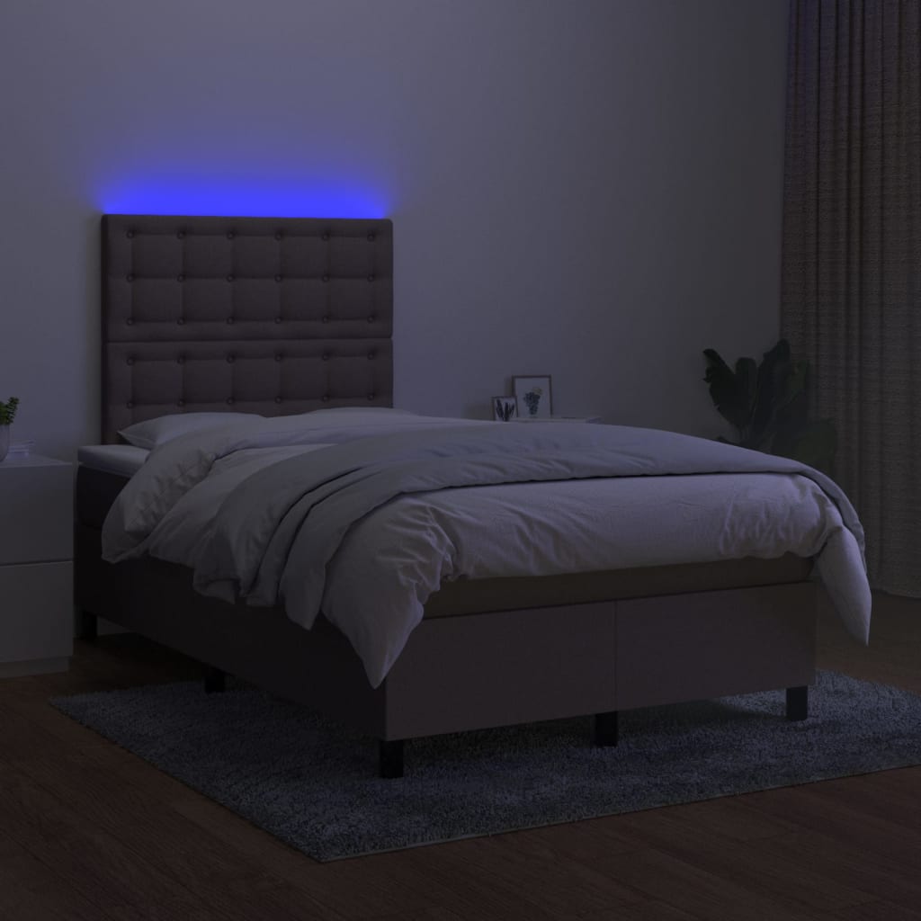 Federbett mit Matratze und LED Taubengrau 120x200cm aus Stoff