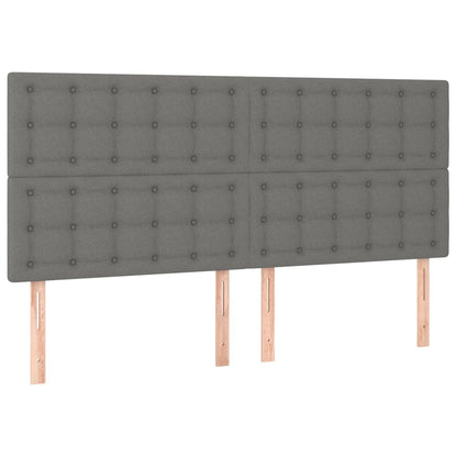 Letto a Molle Materasso e LED Grigio Scuro 160x200cm in Tessuto