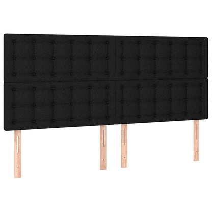 Letto a Molle con Materasso e LED Nero 160x200 cm in Tessuto | homemem39