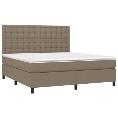 Letto a Molle con Materasso e LED Tortora 160x200 cm in Tessuto - homemem39