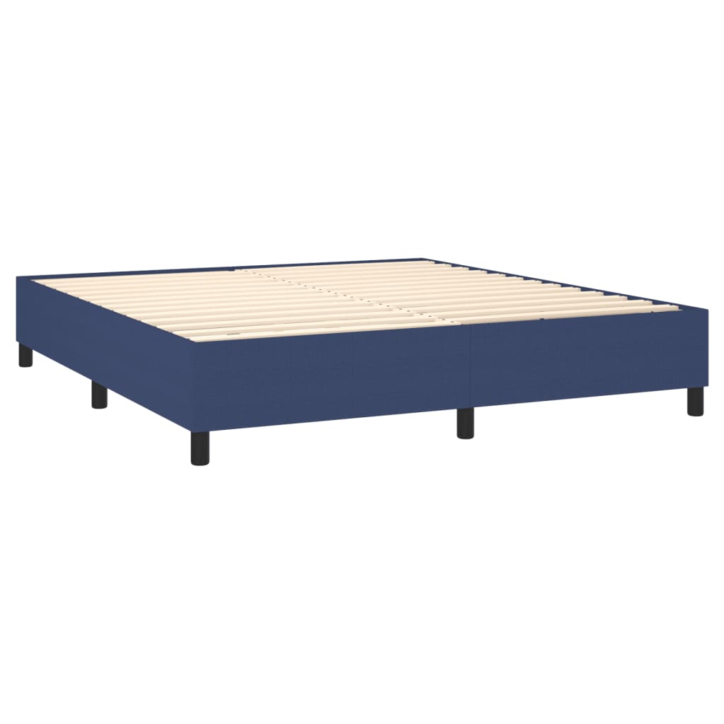 Letto a Molle con Materasso e LED Blu 160x200 cm in Tessuto - homemem39