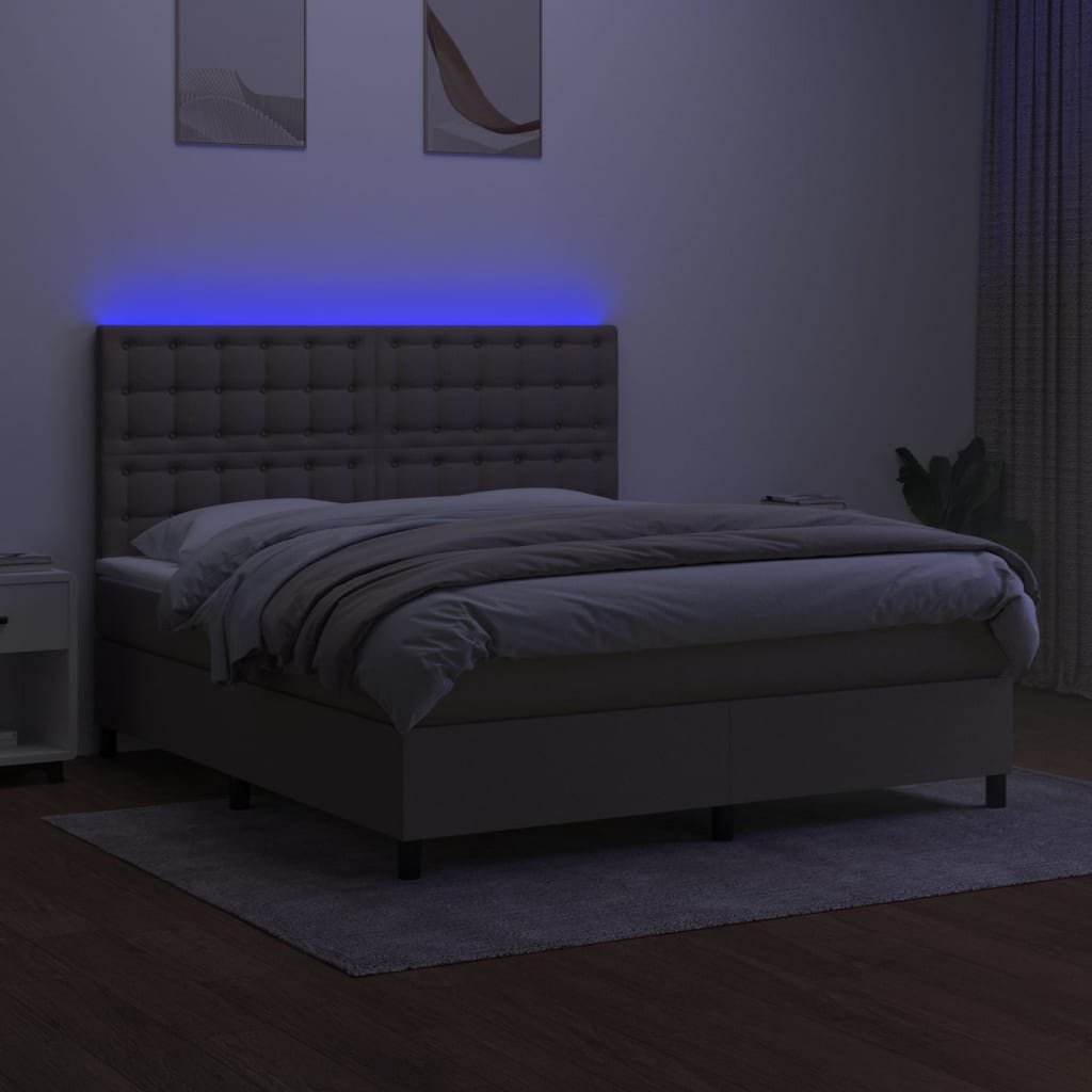 Federbett mit taubengrauer Matratze und LED 180x200 cm aus Stoff