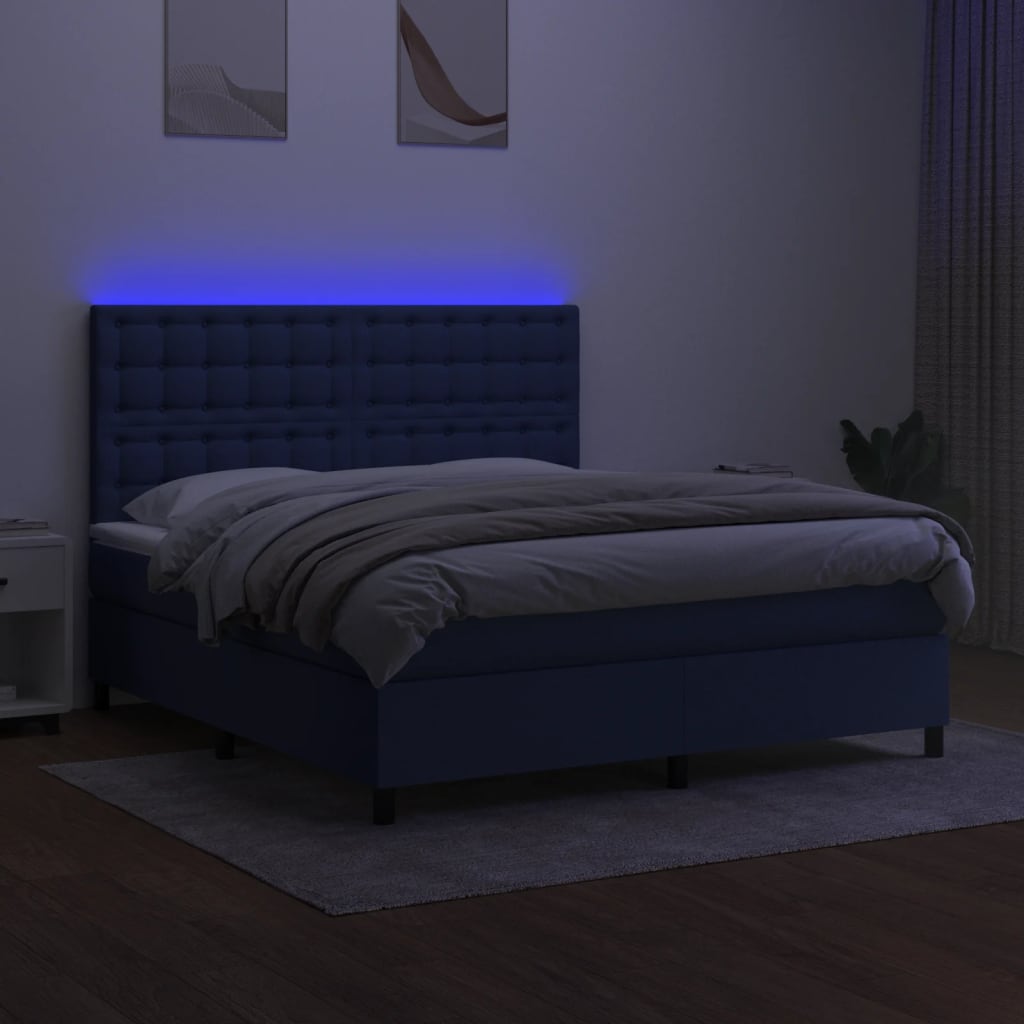 Federbett mit Matratze und blauer LED 180x200 cm aus Stoff