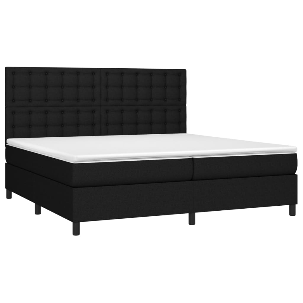 Letto a Molle Materasso e LED Nero 200x200cm in Tessuto - homemem39