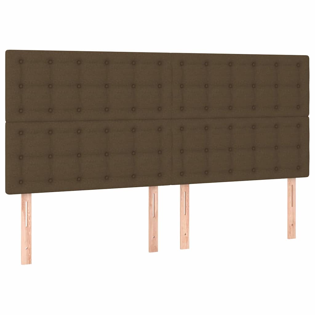 Letto a Molle Materasso e LED Marronescuro 200x200cm in Tessuto