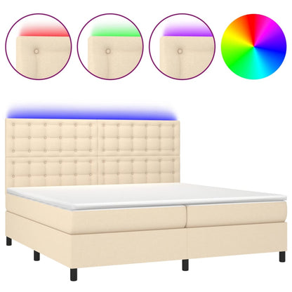 Letto a Molle Materasso e LED bianco 200x200cm in Tessuto - homemem39