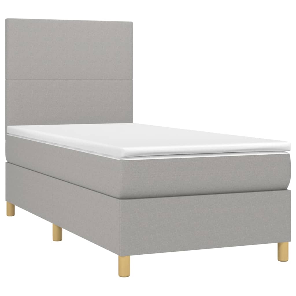 Letto a Molle Materasso e LED Grigio Chiaro 80x200 cm Tessuto - homemem39