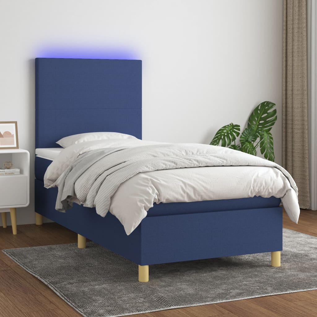 Federbett mit Matratze und blauer LED 80x200 cm aus Stoff