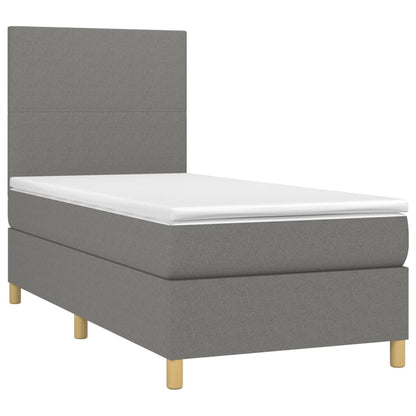 Letto a Molle Materasso e LED Grigio Scuro 90x190 cm in Tessuto - homemem39